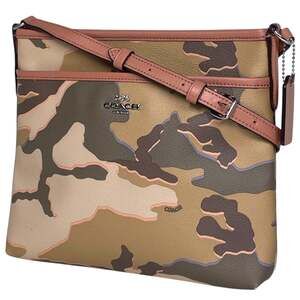 Coach logo shoulder bag, camouflage, coated canvas, beige, salmon pink, F3544...